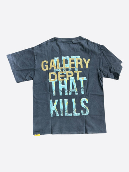 Gallery Dept Vintage Black & Blue Broken Art That Kills Glitter Logo T-Shirt