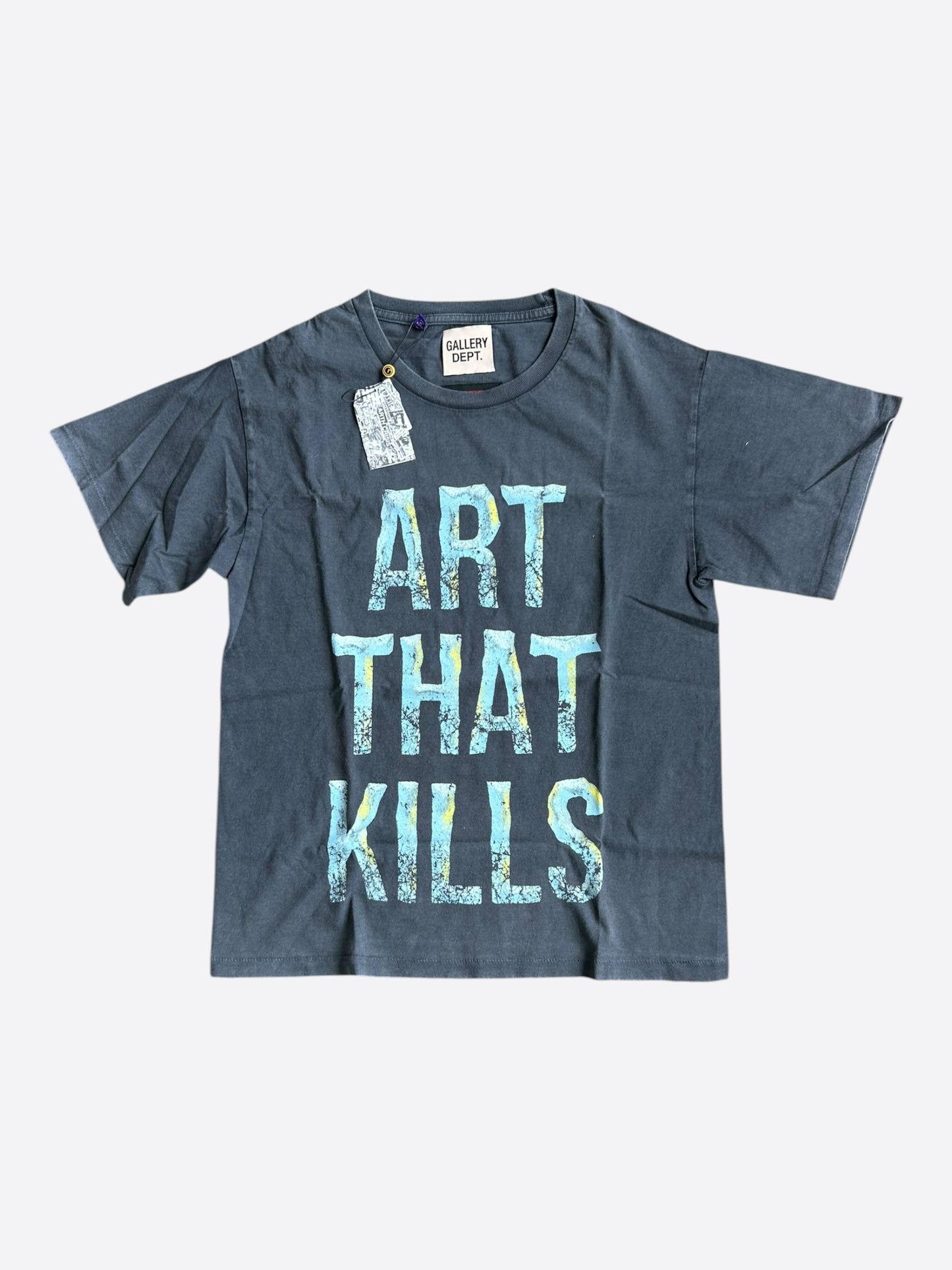 Gallery Dept Vintage Black & Blue Broken Art That Kills Glitter Logo T-Shirt
