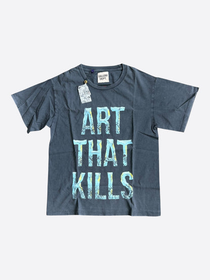 Gallery Dept Vintage Black & Blue Broken Art That Kills Glitter Logo T-Shirt