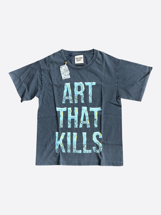 Gallery Dept Vintage Black & Blue Broken Art That Kills Glitter Logo T-Shirt