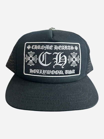 Chrome Hearts Black & White Hollywood Trucker Hat