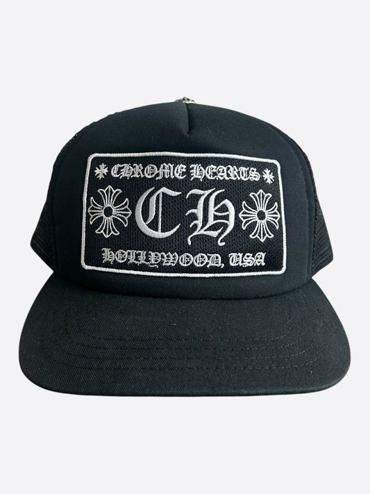 Chrome Hearts Black & White Hollywood Trucker Hat