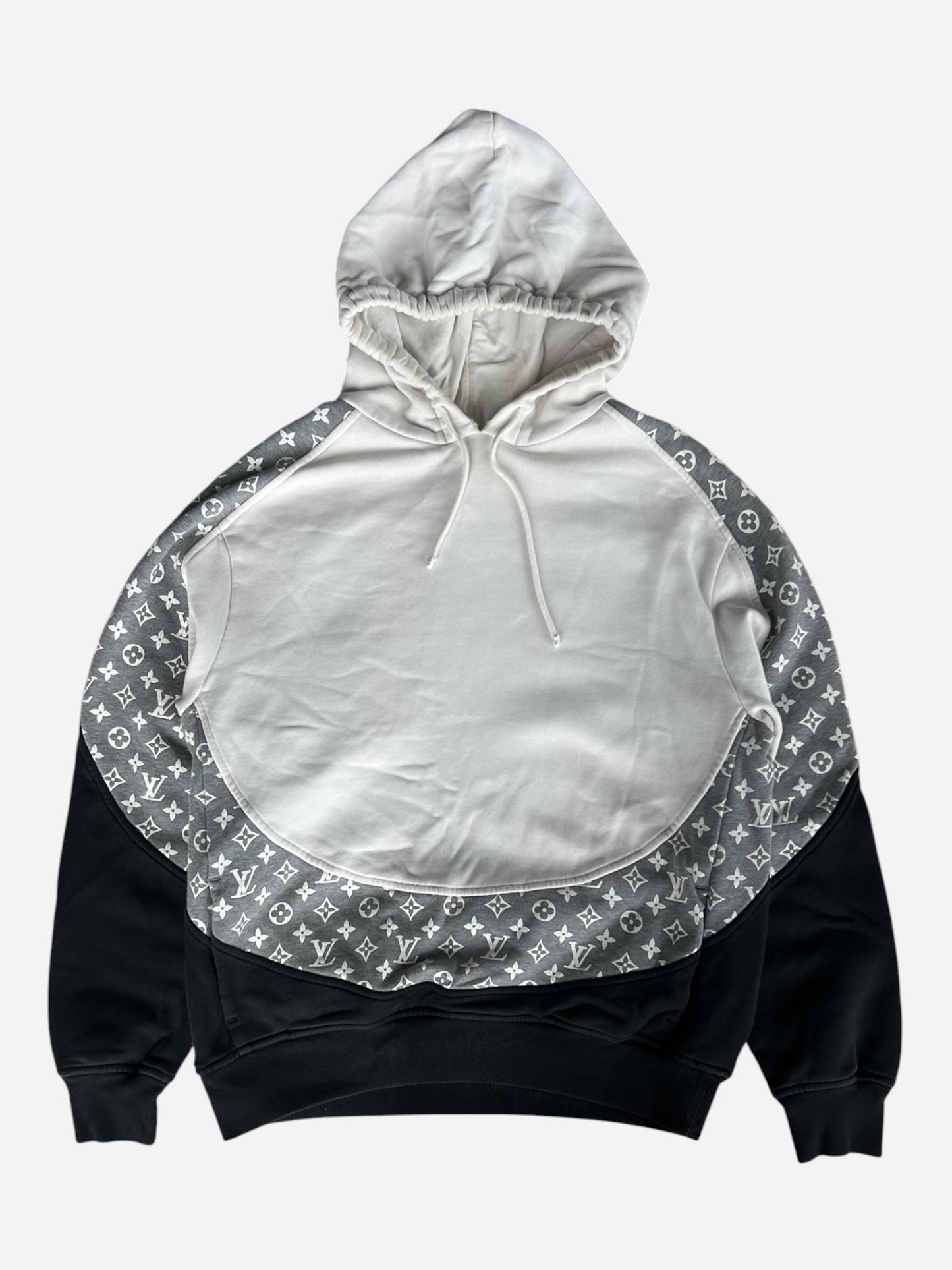 Louis Vuitton Black Grey & White Monogram Circle Cut Hoodie