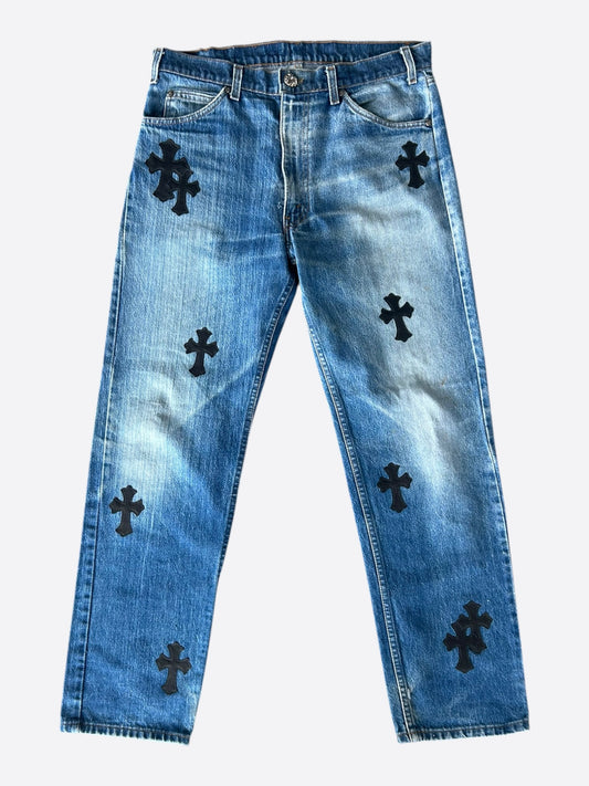 Chrome Hearts Levis Blue & Black Cross Patch Jeans