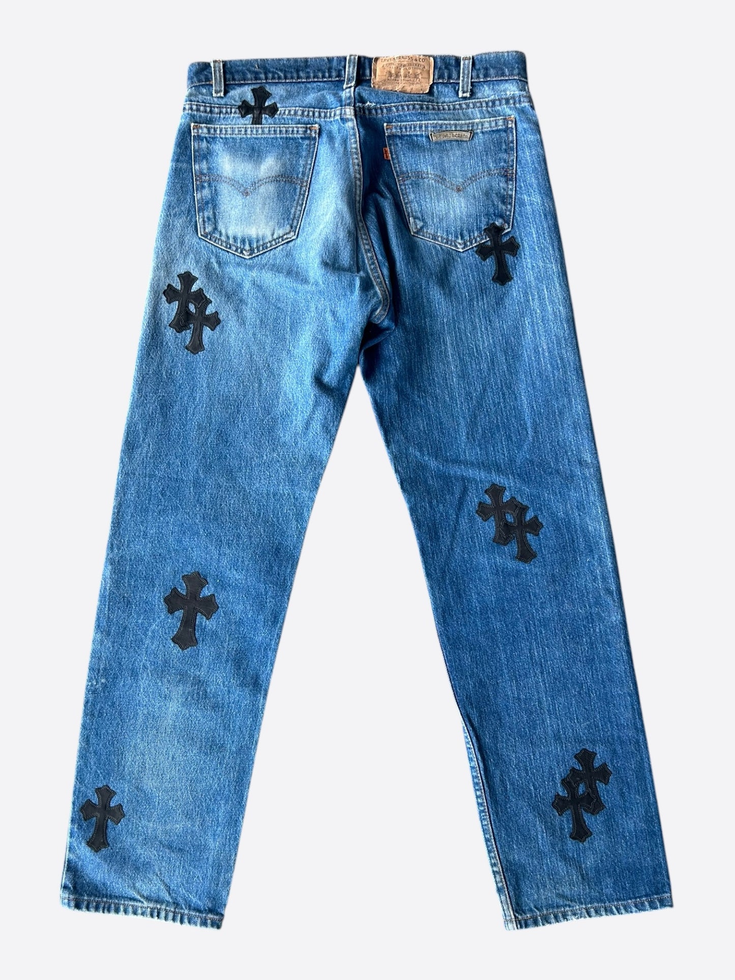 Chrome Hearts Levis Blue & Black Cross Patch Jeans