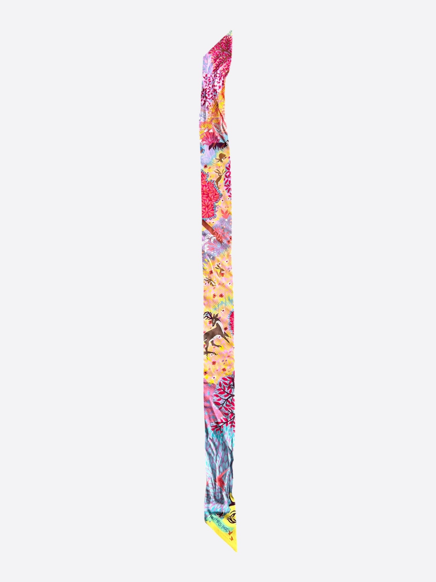 Hermes Pink & Blue Forest Graphic Twilly