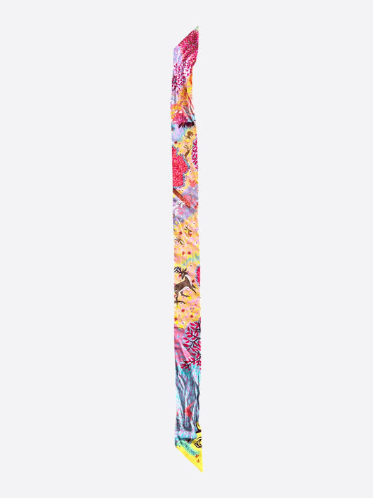 Hermes Pink & Blue Forest Graphic Twilly