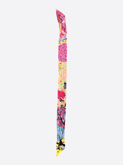 Hermes Pink & Blue Forest Graphic Twilly