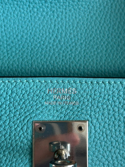Hermes Blue Atoll Togo & Palladium Hardware Kelly 32
