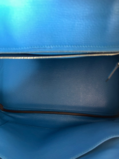 Hermes Blue Agate Ostrich & Palladium Hardware Birkin 30