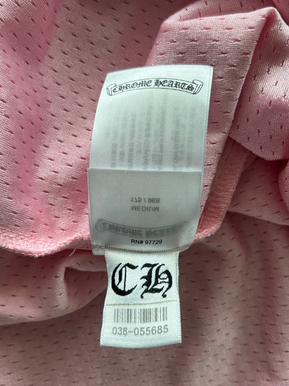 Chrome Hearts Pink & White ‘Love You’ Cross Patch Mesh Longsleeve Jersey