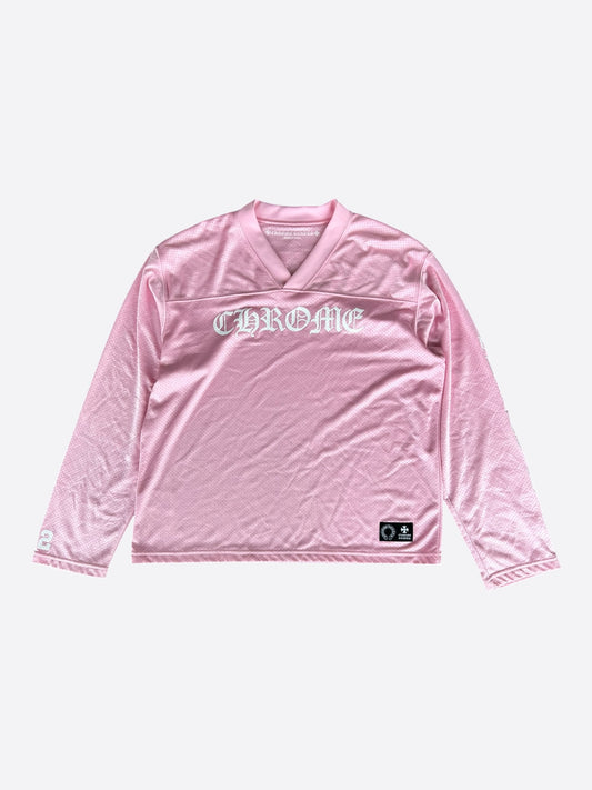 Chrome Hearts Pink & White ‘Love You’ Cross Patch Mesh Longsleeve Jersey