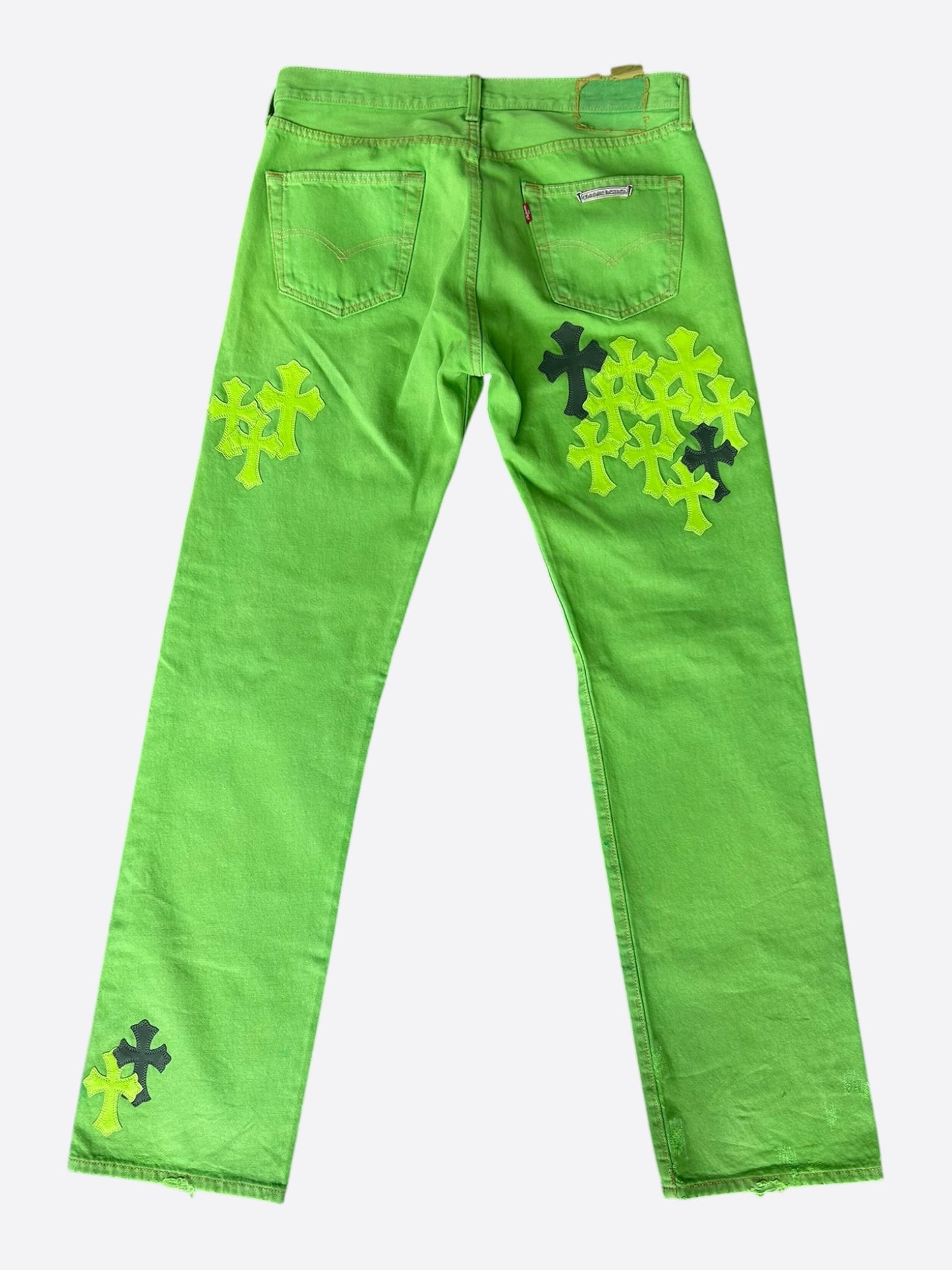 Chrome Hearts Levi's Green & Black Cross Patch Jeans