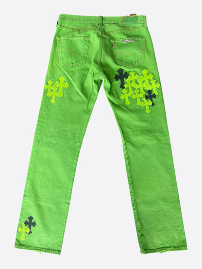 Chrome Hearts Levi's Green & Black Cross Patch Jeans