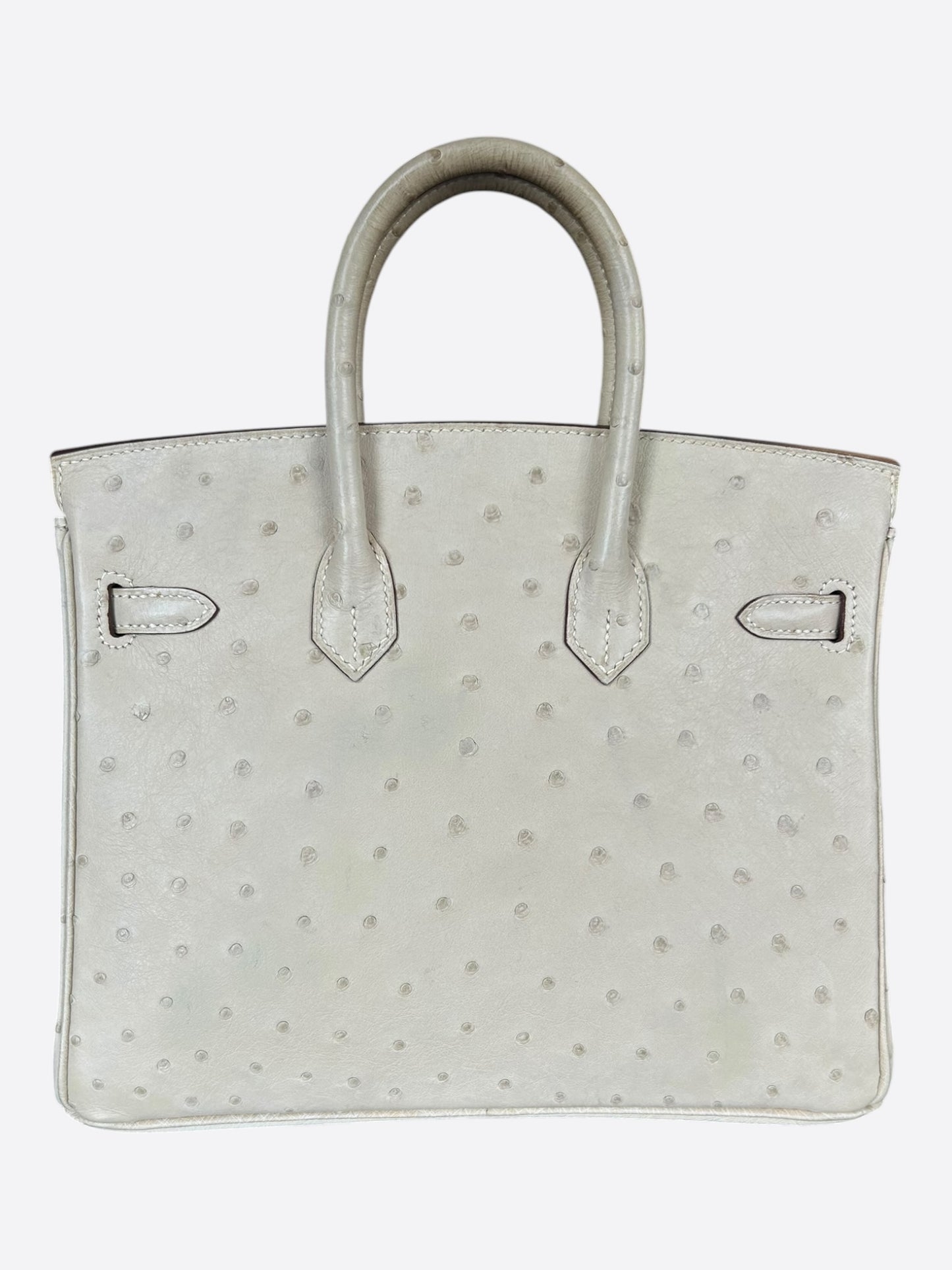 Hermes Cream Ostrich & Palladium Hardware Birkin 25