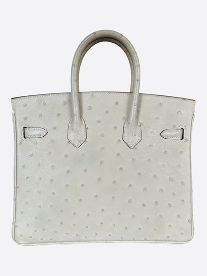 Hermes Cream Ostrich & Palladium Hardware Birkin 25