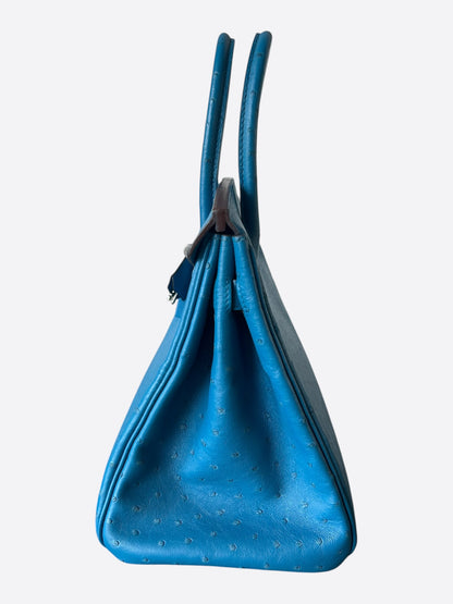 Hermes Blue Agate Ostrich & Palladium Hardware Birkin 30