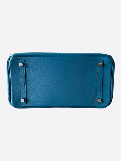 Hermes Blue Agate Ostrich & Palladium Hardware Birkin 30