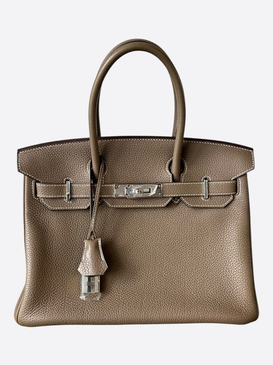 Hermes Etoupe Togo & Palladium Hardware Birkin 30