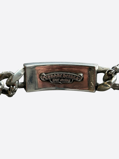 Chrome Hearts Silver & Ruby Fancy Link Floral Cross Cuban Bracelet