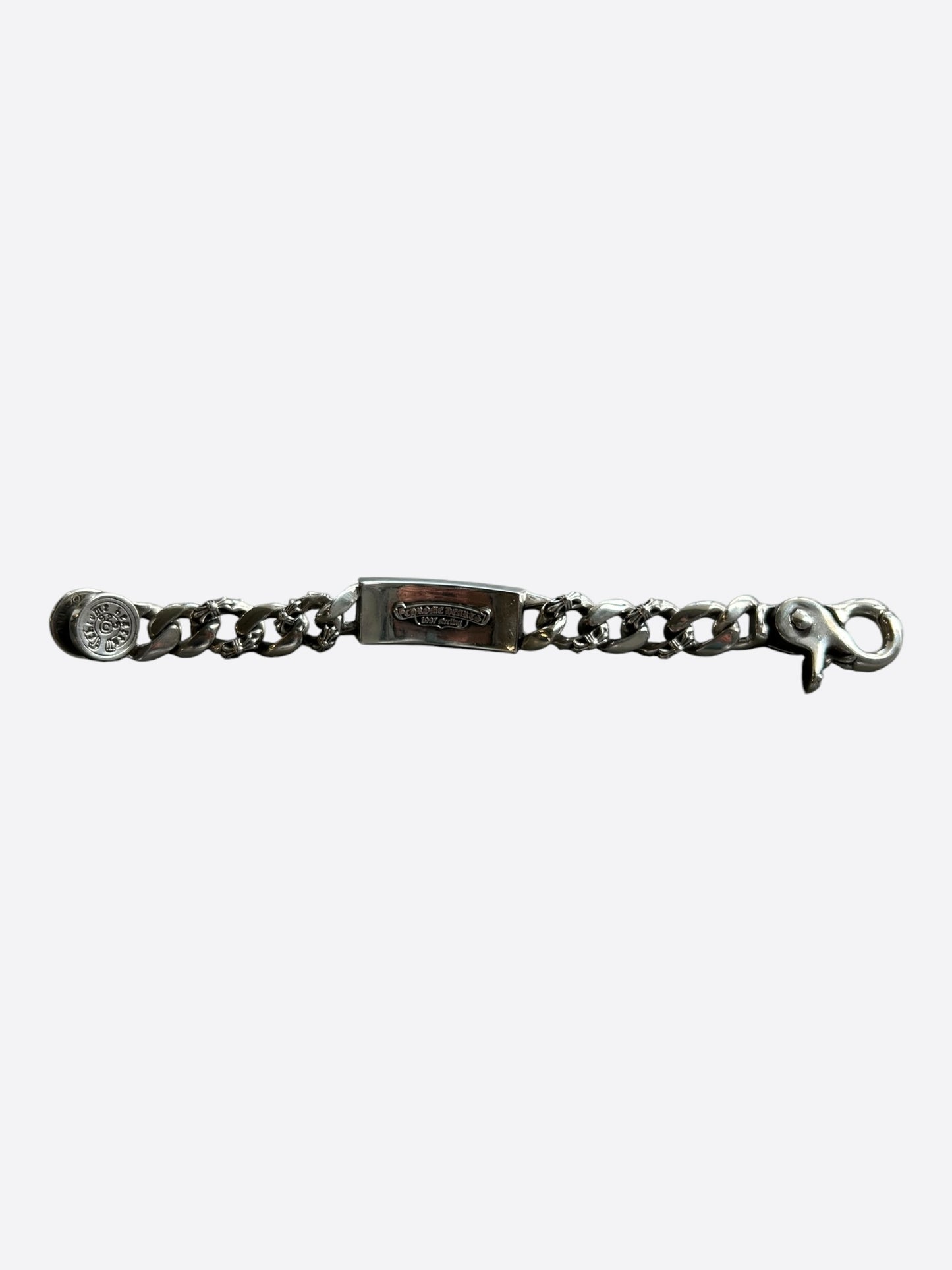 Chrome Hearts Silver & Ruby Fancy Link Floral Cross Cuban Bracelet