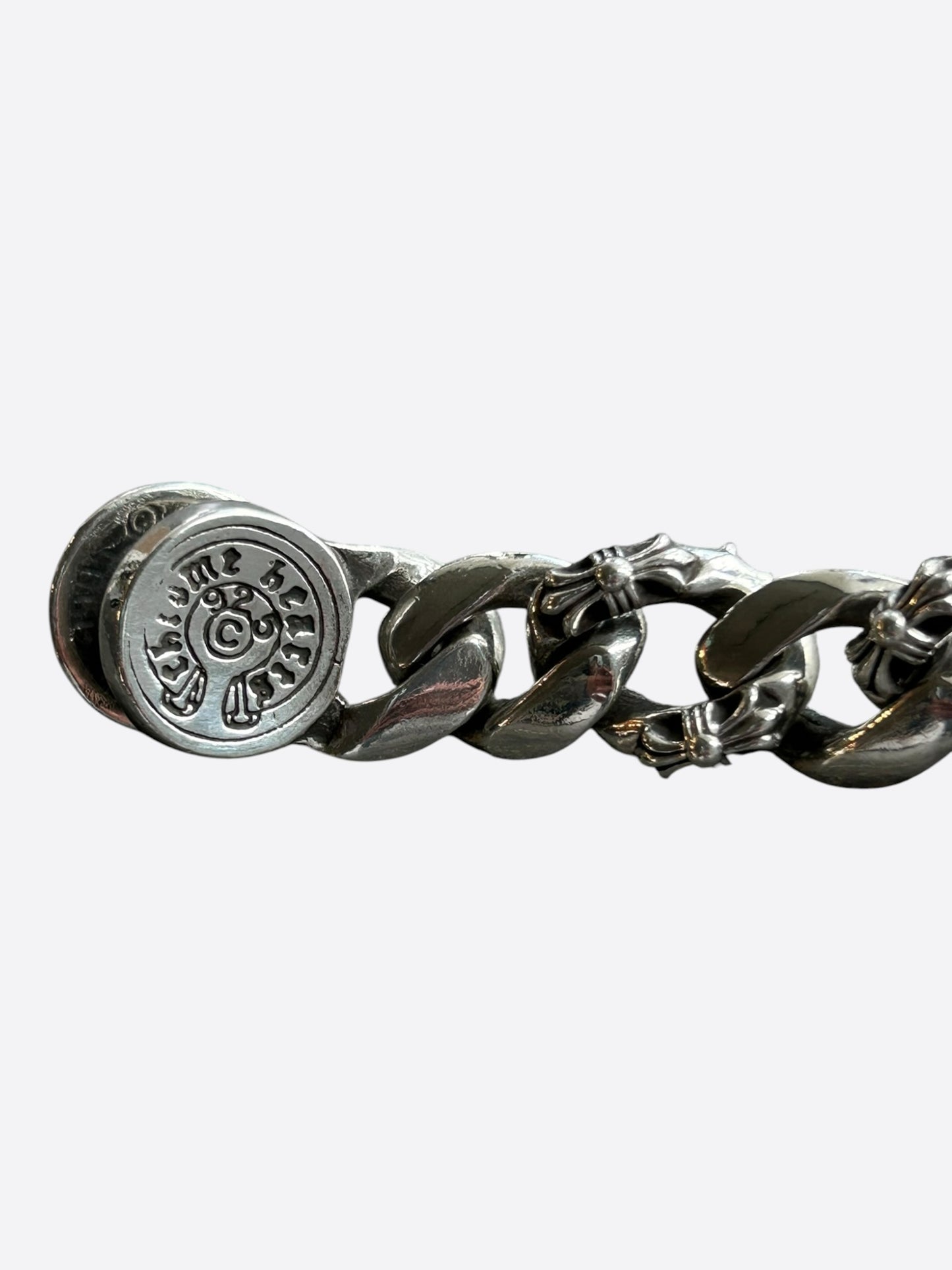 Chrome Hearts Silver & Ruby Fancy Link Floral Cross Cuban Bracelet