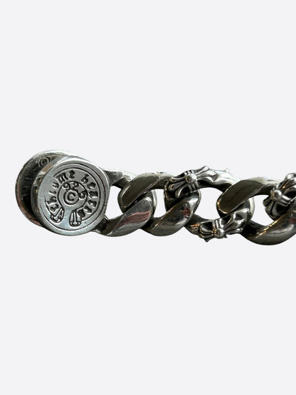 Chrome Hearts Silver & Ruby Fancy Link Floral Cross Cuban Bracelet