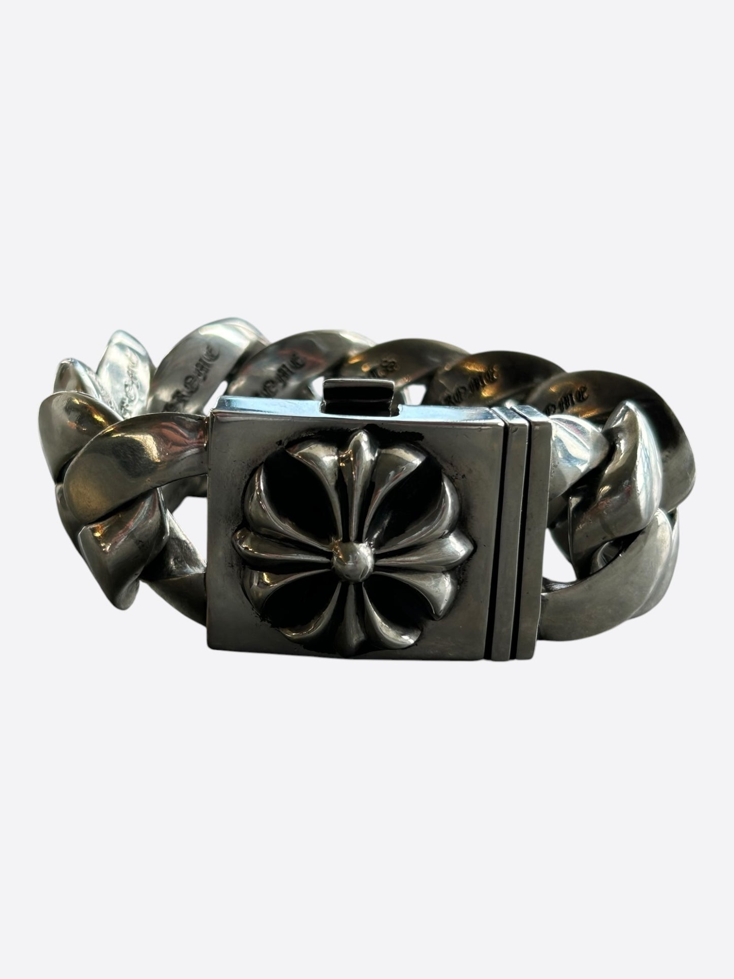 Chrome Hearts Silver Plus Cross XL Cuban Bracelet