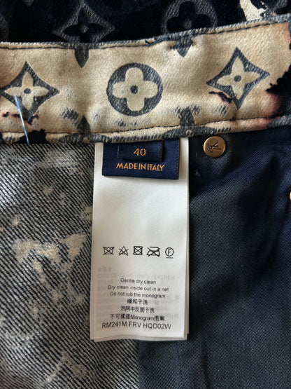 Louis Vuitton Blue Bleached Monogram Velvet Jeans