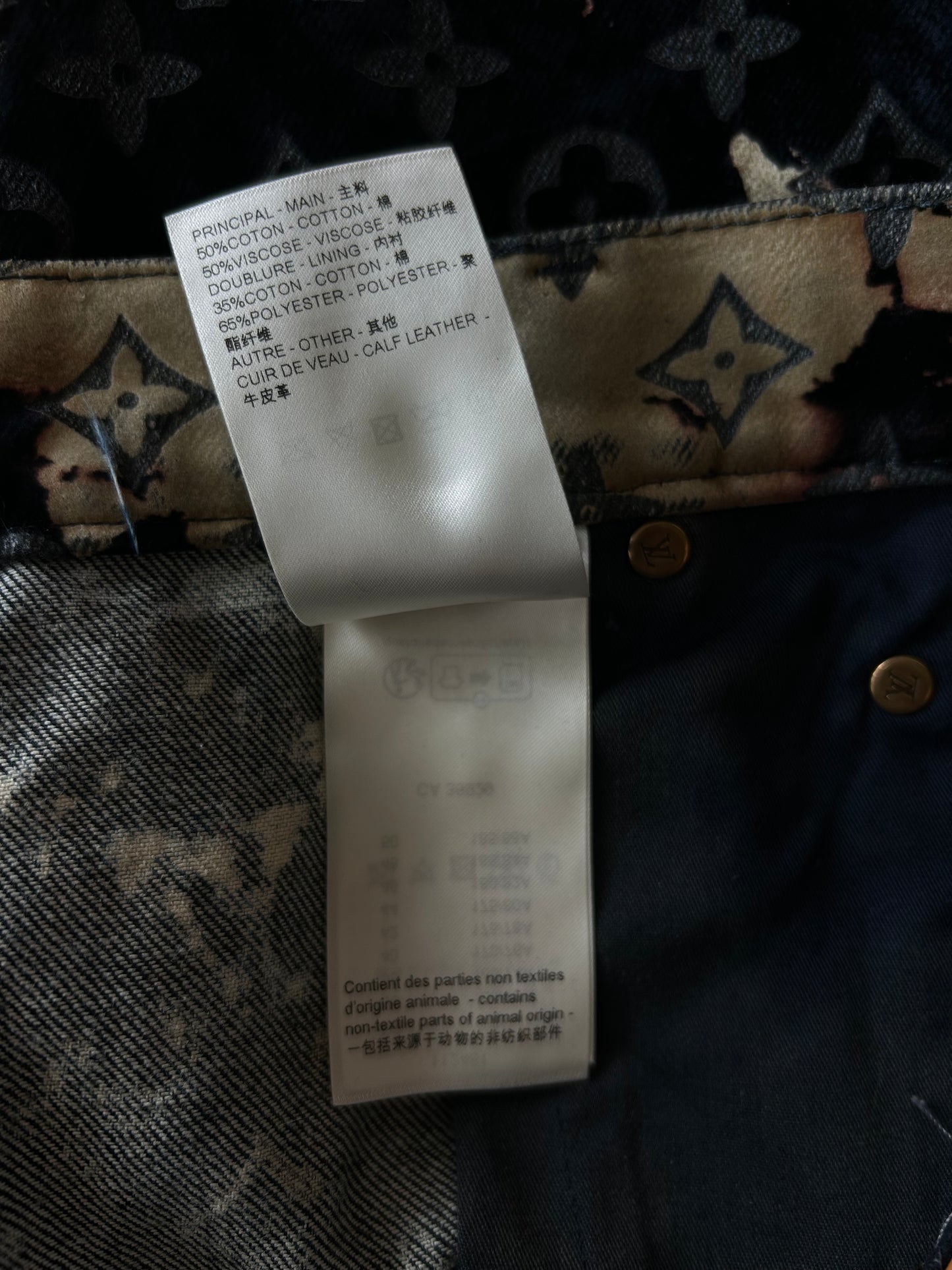 Louis Vuitton Blue Bleached Monogram Velvet Jeans