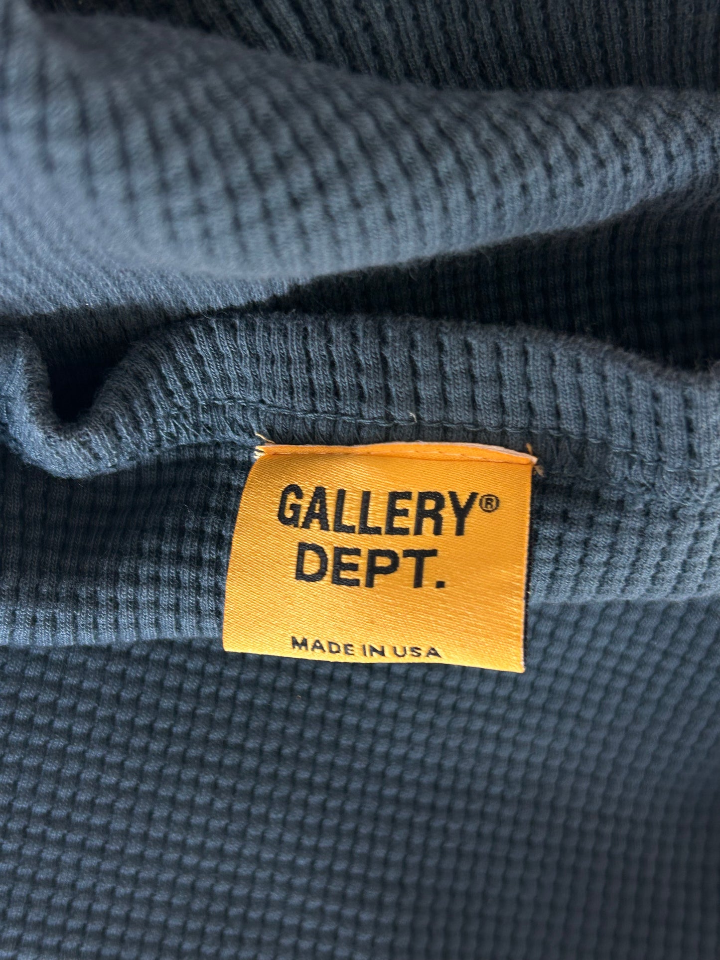 Gallery Dept Faded Black & White Logo Distressed Thermal Longsleeve T-Shirt