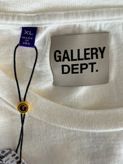 Gallery Dept Antique White Skeleton Beach Surf Glitter Logo T-Shirt