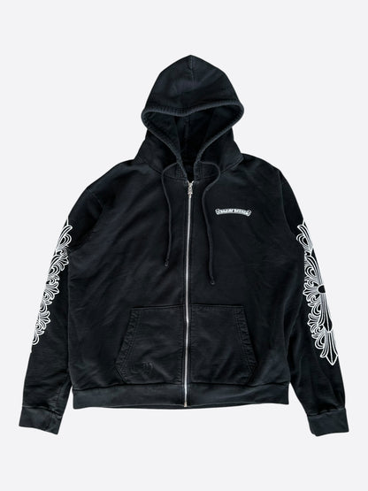 Chrome Hearts Black & Pink Dagger Script Zip Up Hoodie