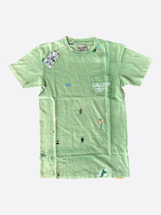 Gallery Dept Vintage Green & White Paint Splatter Logo T-Shirt