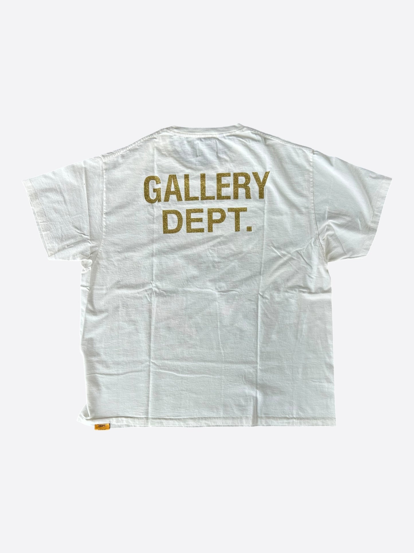 Gallery Dept Antique White Skeleton Beach Surf Glitter Logo T-Shirt