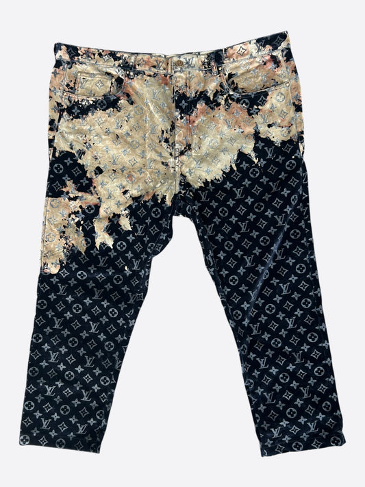 Louis Vuitton Blue Bleached Monogram Velvet Jeans