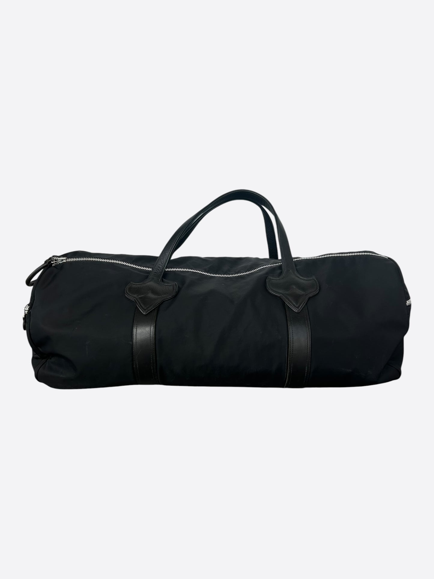 Chrome Hearts Black Nylon & Leather Fleur Duffel Bag
