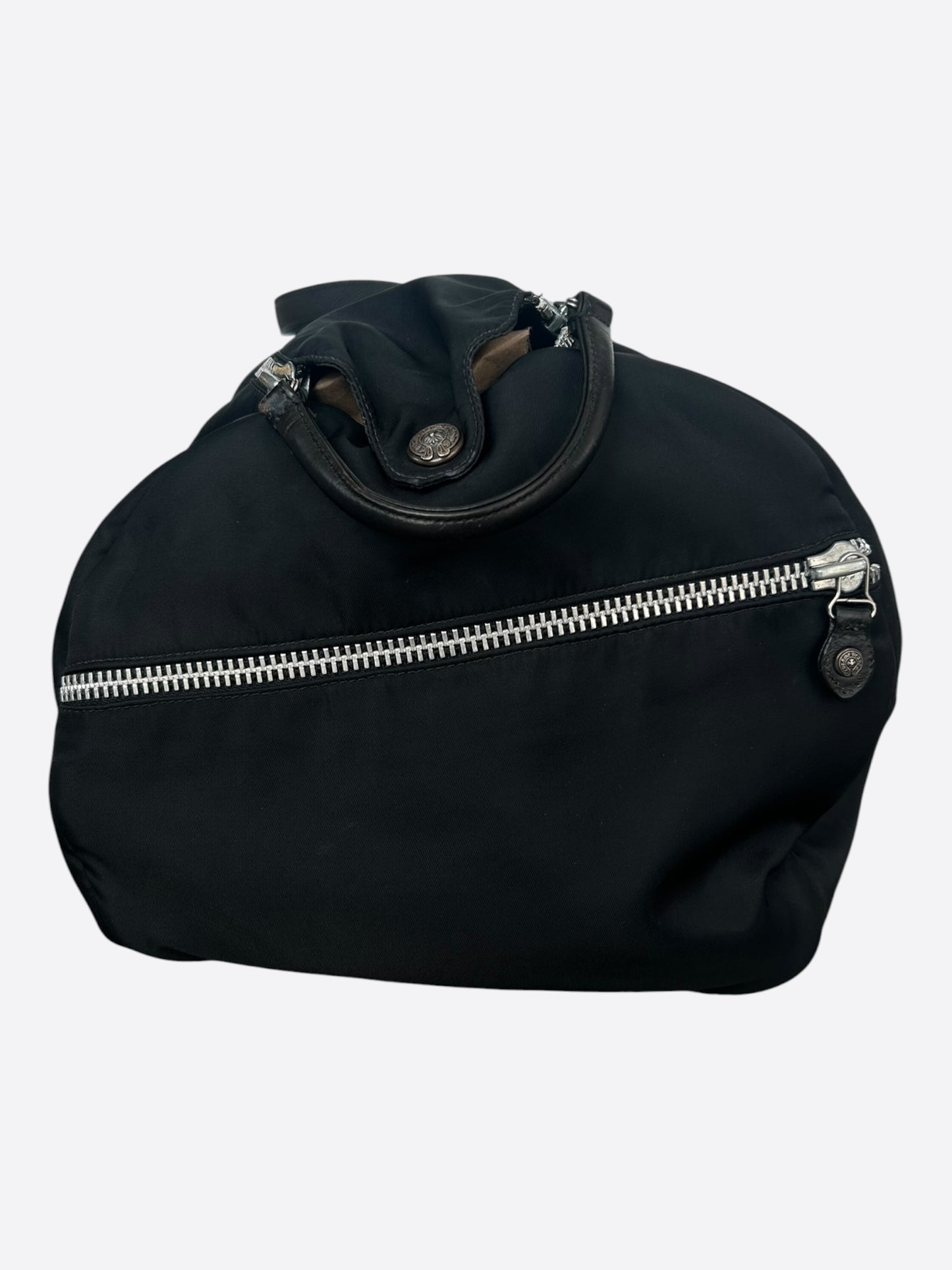 Chrome Hearts Black Nylon & Leather Fleur Duffel Bag
