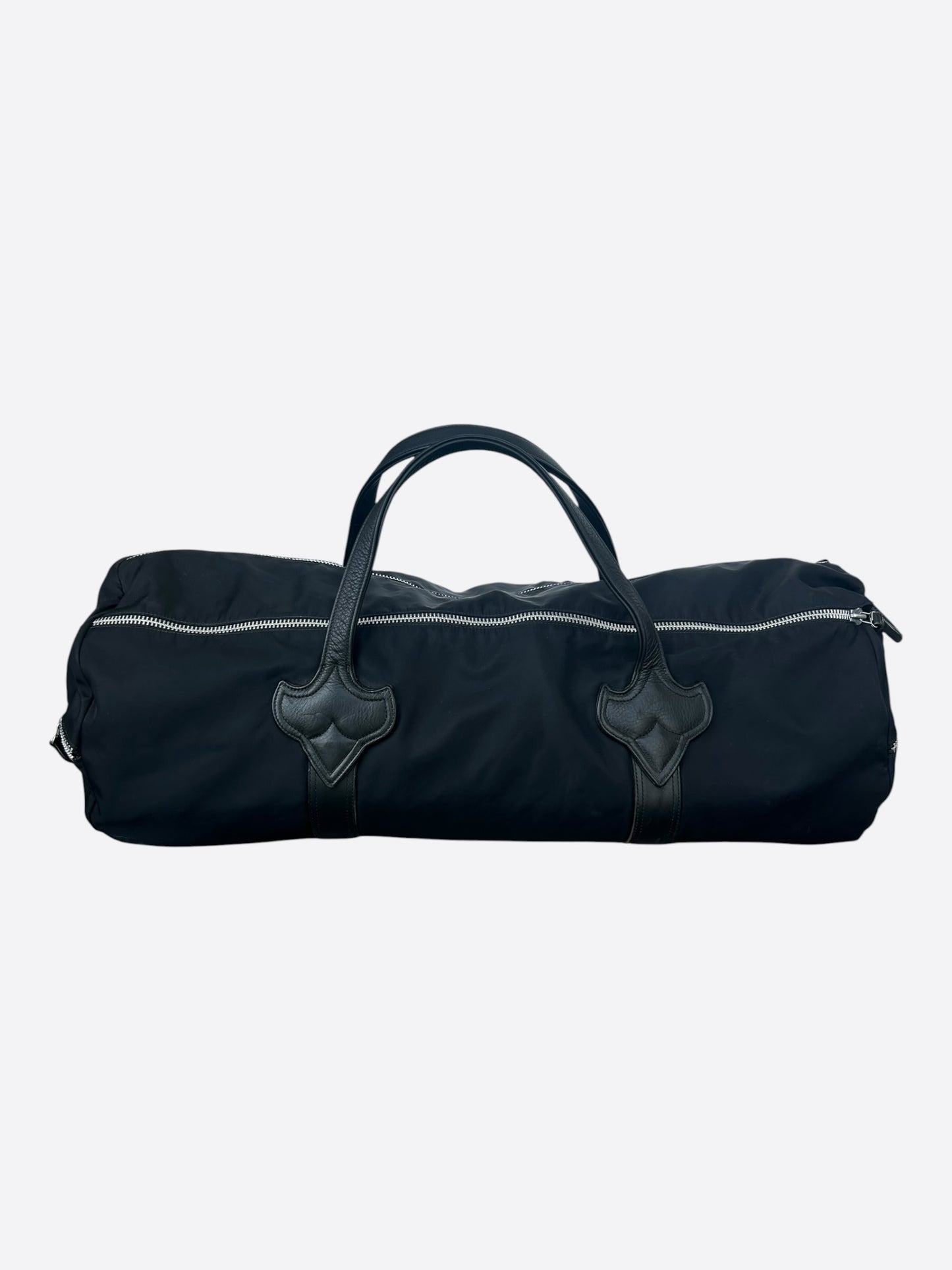 Chrome Hearts Black Nylon & Leather Fleur Duffel Bag