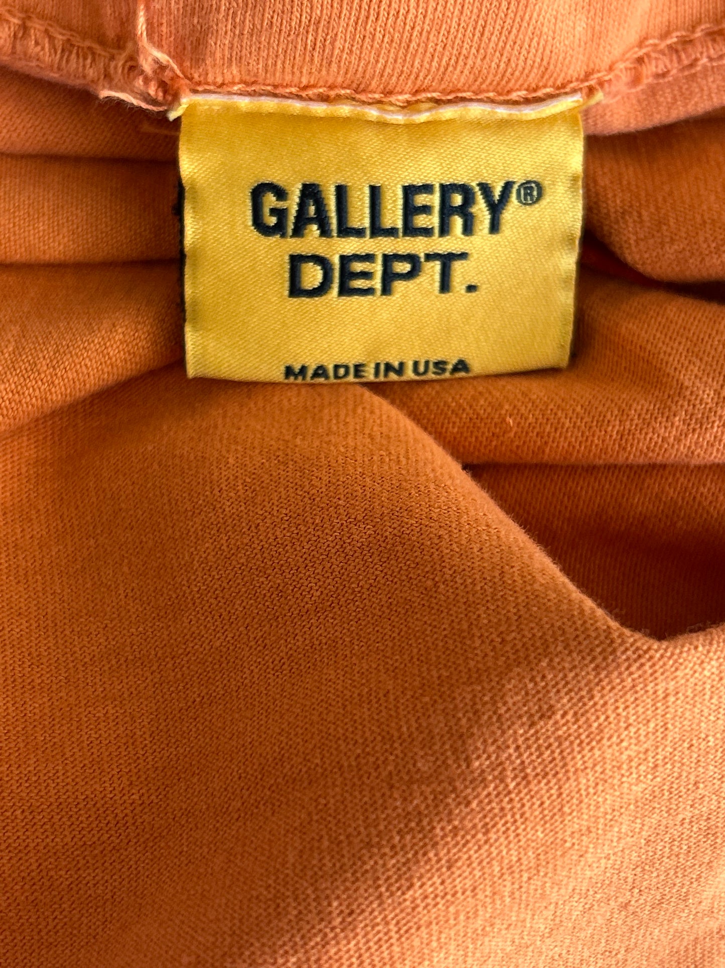 Gallery Dept Orange & Black Distressed Retouche French Logo T-Shirt