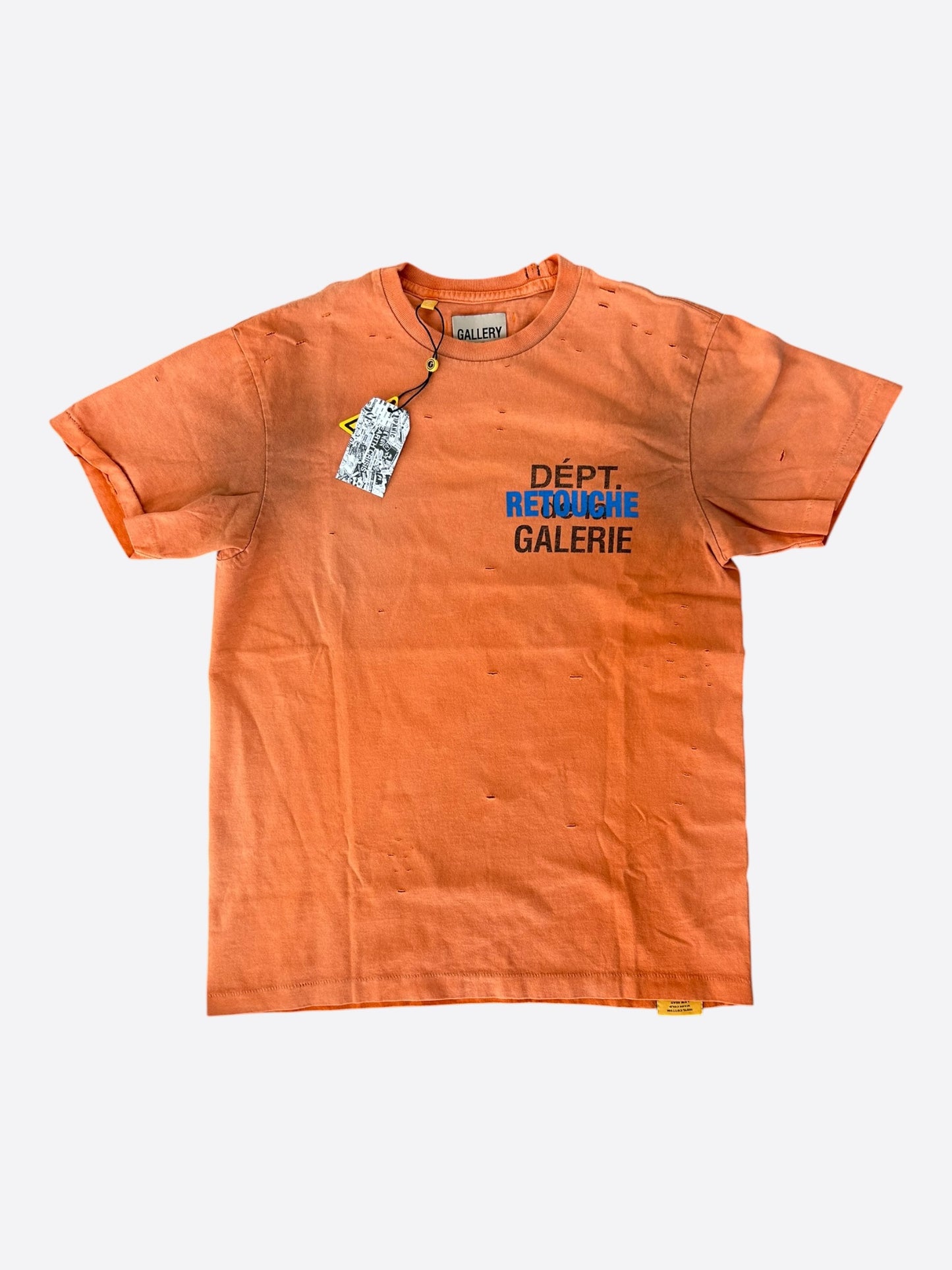 Gallery Dept Orange & Black Distressed Retouche French Logo T-Shirt