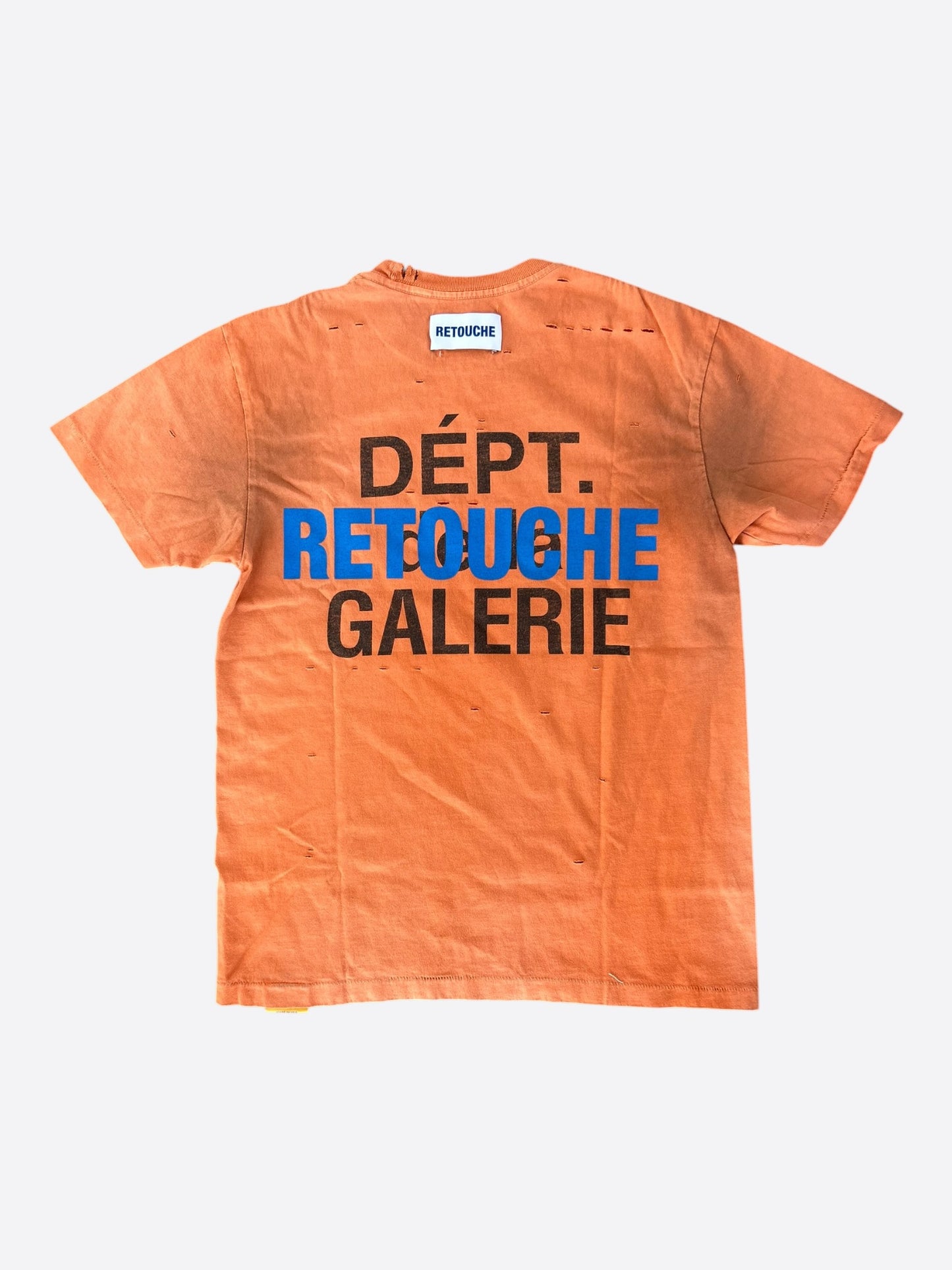 Gallery Dept Orange & Black Distressed Retouche French Logo T-Shirt