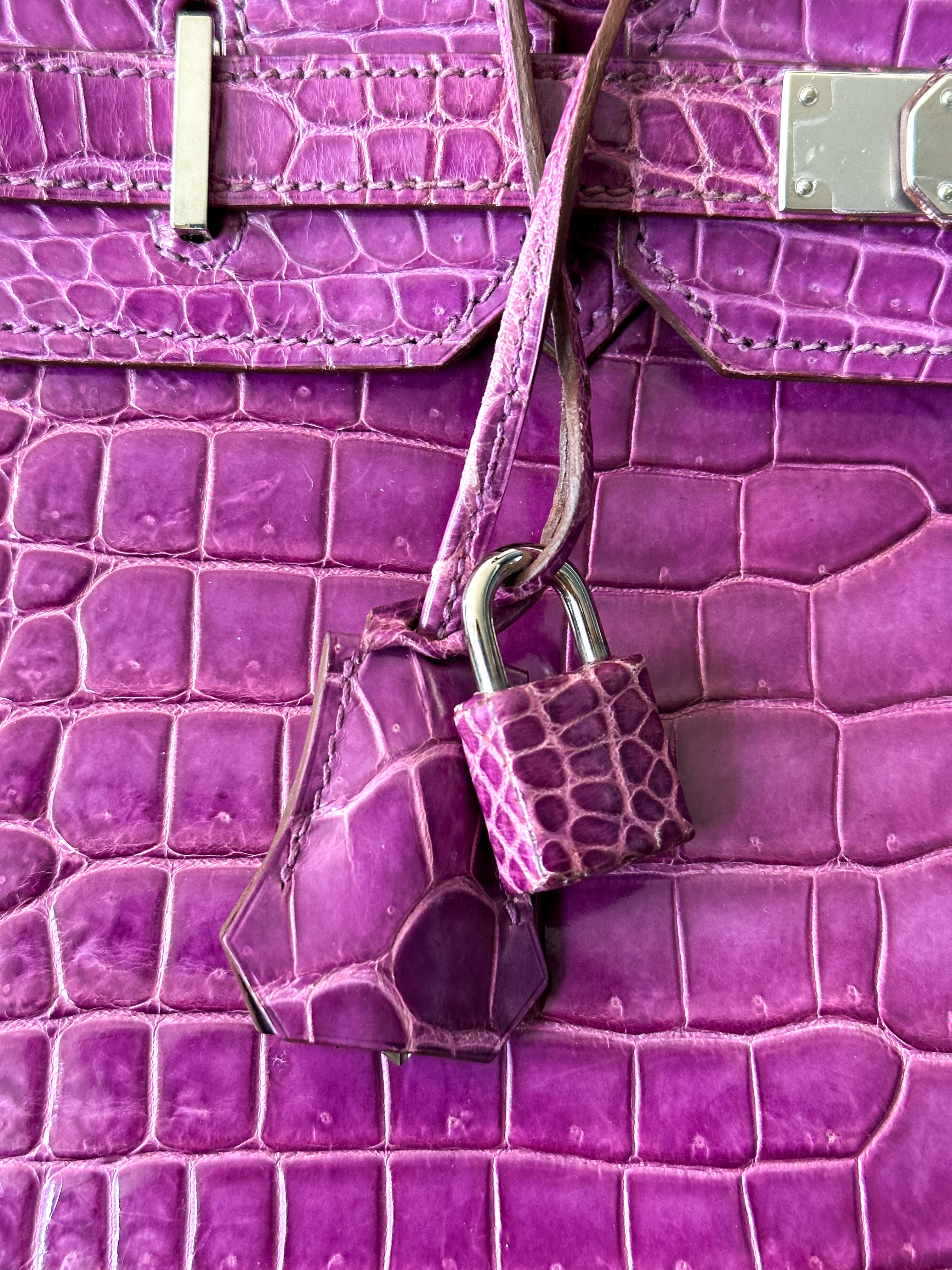 Hermes purple discount birkin crocodile skin