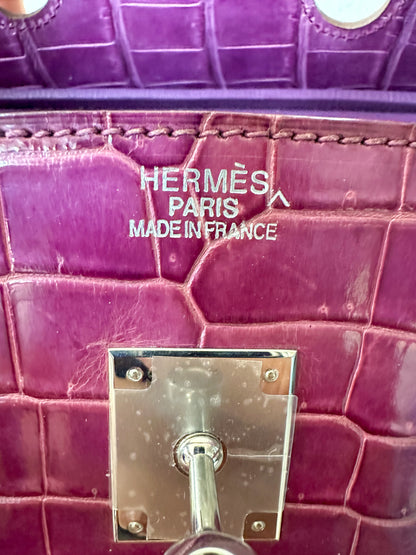 Hermès Violet Porosus Crocodile Birkin 35