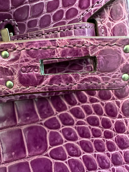 Hermès Violet Porosus Crocodile Birkin 35