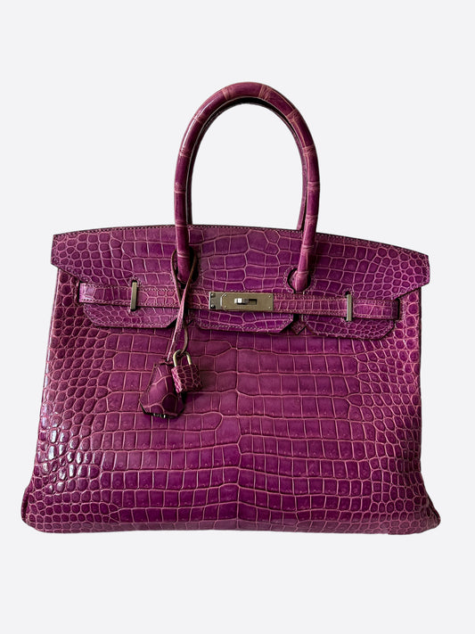 Hermès Violet Porosus Crocodile Birkin 35