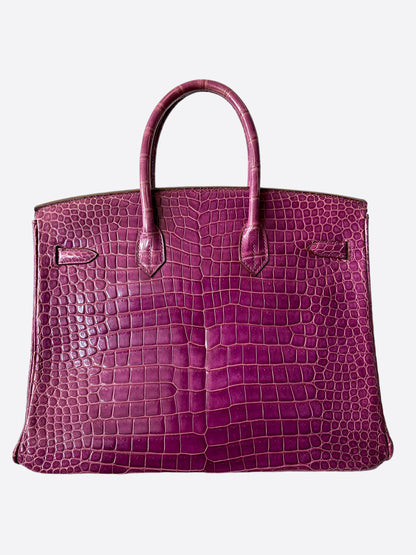 Hermès Violet Porosus Crocodile Birkin 35