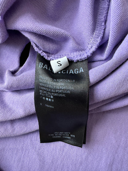 Balenciaga Purple Logo Distressed T-Shirt