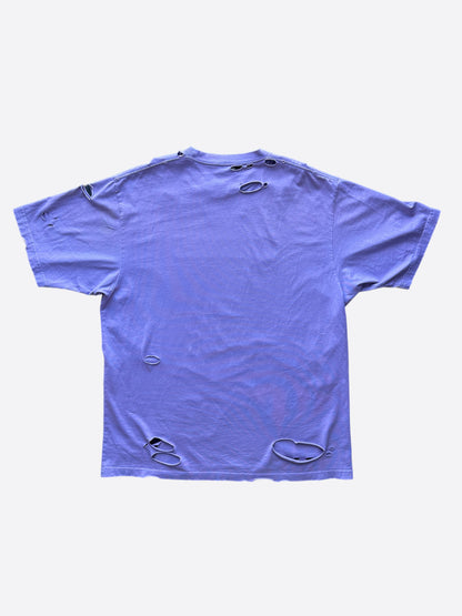 Balenciaga Purple Logo Distressed T-Shirt