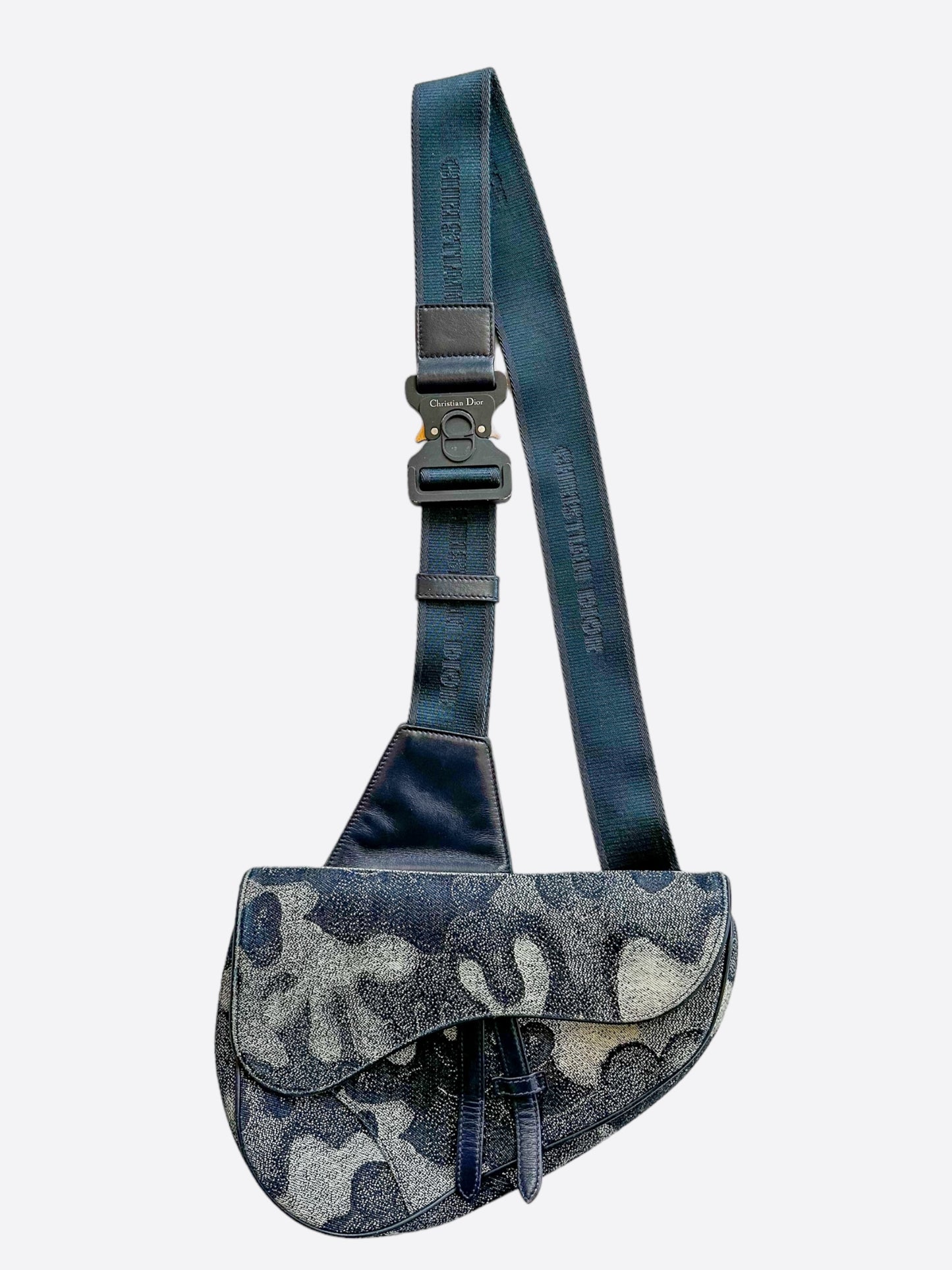 Dior Peter Doig Navy Camouflage Saddle Bag